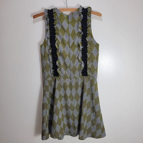 Chartreuse Harlequin Houndstooth Dress - Picture 8 of 14